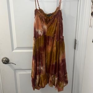 Short, beachy tye-dyed flowy dress.